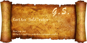 Getto Sándor névjegykártya